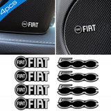4pcs/set Fiat 500 Metal Car Stereo Sticker Auto Audio Emblem Decal