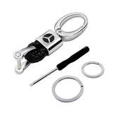 Mercedes Benz Logo PU Leather Braided Rope Car Keychain