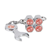 4pcs/set MG Logo Car Air Valve Stem Cap Auto Tyre Valve Covers with Wrench