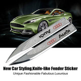 2pcs Audi Logo Metal Car Side Fender Sticker Emblem Badge