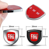 2pcs 39x39mm Fiat Shield Metal Car Window Sticker Emblem Badge Decal