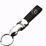 Mercedes Benz Car Logo Leopard Head PU Leather Keychain Key Pendant