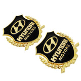 2PCS Hyundai Metal Car Rear Sticker Shield Trunk Emblem Badge Decal