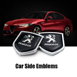 2PCS Peugeot Metal Car Rear Sticker Shield Trunk Emblem Badge Decal