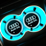 2pcs Audi RS S Line S4 S5 S6 S7 Logo Car Water Coasters 7-color LED Light Cup Mat Holder
