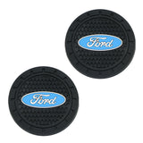 2pcs/set Ford Mustang Shelby RS ST Logo PVC Waterproof Car Water Coaster
