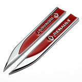 2pcs/set Renault Metal Car Fender Side Sticker Emblem Badge Decal
