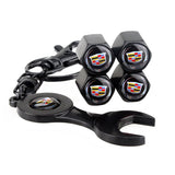 4pcs/set Cadillac Logo Car Air Valve Stem Cap Auto Tyre Valve Covers with Wrench