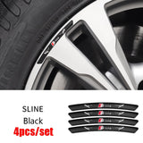 4pcs/set 9cm Audi Sline Quattro Aluminum Alloy Car Wheel Rim Tyre Sticker