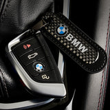 BMW M Power Logo PU Leather Carbon Fiber Car Keyring