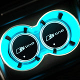 2pcs Audi RS S Line S4 S5 S6 S7 Logo Car Water Coasters 7-color LED Light Cup Mat Holder