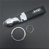 Jeep Leopard PU Leather Car Keychain Key Ring Pendant