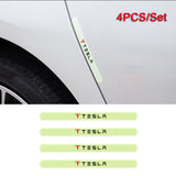 4pcs Tesla Luminous Car Door Bumper Strip Anti-collision Protection Sticker