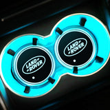 2pcs Land Rover Logo Car Water Coasters 7-color LED Light Cup Mat Holder