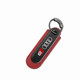 Audi Sline RS Logo PU Leather Carbon Fiber Car Keyring