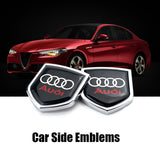2PCS Audi Metal Car Rear Sticker Shield Trunk Emblem Badge Decal