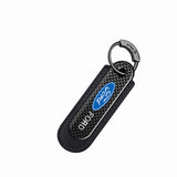 Ford Logo PU Leather Carbon Fiber Car Keyring