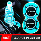 2pcs BMW E28 E30 E34 E36 E39 E46 E52 E53 E60 E61 E62 Logo Car Water Coasters 7-color LED Light Cup Mat Holder