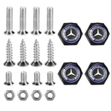 4pcs/set Mercedes Benz AMG Brabus Smart Logo Stainless Steel Car License Plate Bolts