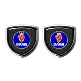 2pcs 39x39mm SAAB Shield Metal Car Window Sticker Emblem Badge Decal