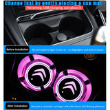2pcs Citroen Logo Car Water Coasters 7-color LED Light Cup Mat Holder