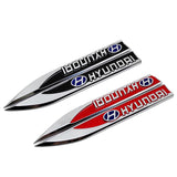 2pcs Hyundai Logo Metal Car Side Fender Sticker Emblem Badge Decal Decoration