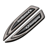 2pcs Ssang Yong Metal Car Side Fender Emblem Sticker Decal
