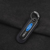 Ford Logo PU Leather Carbon Fiber Car Keyring