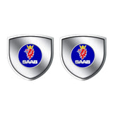 2pcs 39x39mm SAAB Shield Metal Car Window Sticker Emblem Badge Decal
