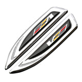 2pcs Cadillac V Logo Metal Car Side Fender Emblem Sticker Decal
