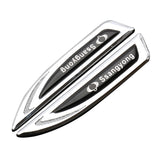 2pcs Ssang Yong Metal Car Side Fender Emblem Sticker Decal