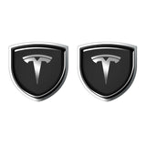 2pcs 39x39mm Tesla Shield Metal Car Window Sticker Emblem Badge Decal