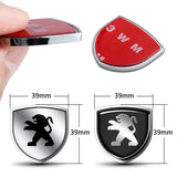 2pcs 39x39mm Peugeot Shield Metal Car Window Sticker Emblem Badge Decal