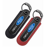 Ford Logo PU Leather Carbon Fiber Car Keyring