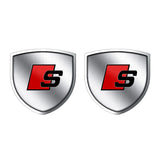 2pcs 39x39mm Audi Sline Shield Metal Car Window Sticker Emblem Badge Decal