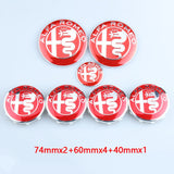 7pcs/set Alfa Romeo Car Front Rear Emblem Badge Auto Hub Caps Car Steering Wheel Sticker