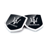 2PCS Maserati Metal Car Rear Sticker Shield Trunk Emblem Badge Decal