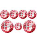 7pcs/set Alfa Romeo Car Front Rear Emblem Badge Auto Hub Caps Car Steering Wheel Sticker