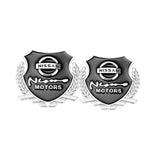 2PCS Nissan Metal Car Rear Sticker Shield Trunk Emblem Badge Decal