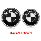 2PCS BMW Logo X1 X3 X5 X6 1 3 5 7 Series 82mm Car Front Hood Sticker 74mm Auto Trunk Emblem Rear Badge Decal