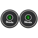 2PCS Skoda Diamond Car Water Coaster Cup Mat