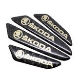 4pcs/set Skoda Carbon Fiber Car Door Anti-Scratch Sticker Door Side Protection Bumper Strips