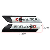 2pcs Hyundai Metal Car Side Fender Sticker Emblem Badge Decal