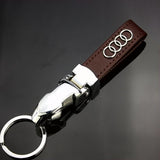 Audi Car Logo Leopard Head PU Leather Keychain Key Pendant