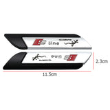 2pcs Audi Sline Logo Metal Car Side Sticker Emblem Badge Decal Auto Body Decoration