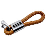Audi Logo PU Leather Braided Rope Car Keychain