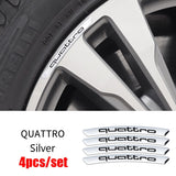 4pcs/set 9cm Audi Sline Quattro Aluminum Alloy Car Wheel Rim Tyre Sticker