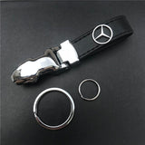 Mercedes Benz Car Logo Leopard Head PU Leather Keychain Key Pendant