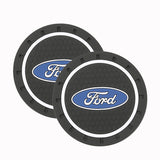 2pcs/set Ford Mustang Shelby RS ST Logo PVC Waterproof Car Water Coaster