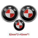 82mm BMW Car Front Bonnet Emblem 82mm Rear Badge 45mm Car Steering Wheel Center Sticker Decal